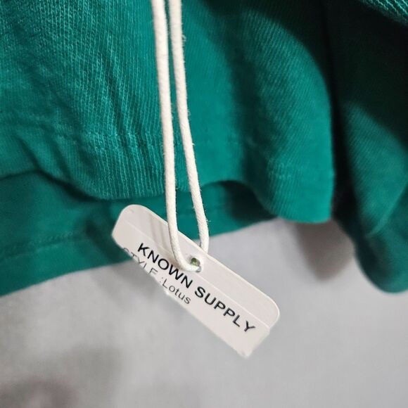 New Known Supply Organic Cotton Kelly Green Babydoll Boxy Top SZ Large Lagenlook - Picture 4 of 7